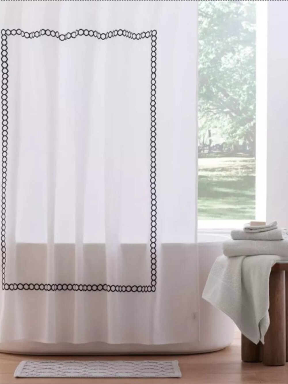 Savoy White/Charcoal 72x72 Shower Curtain